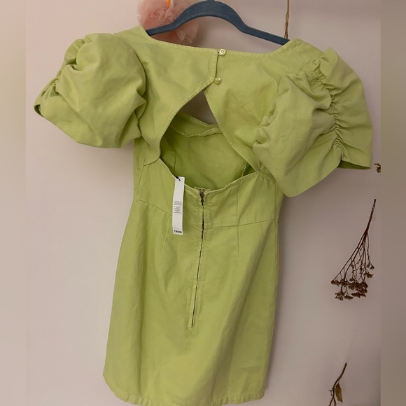 ASOS design denim puff sleeve in citron - Picture 5 of 6